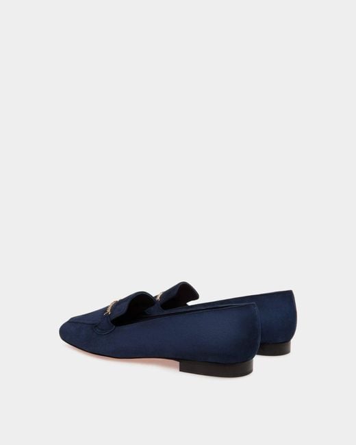 Bally Blue Daily Emblem Suede Loafers, Brand Size 40 Us