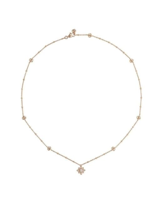 Gucci Metallic Flora 18K Rose And Diamond Necklace