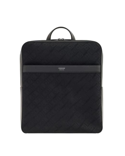 Ferragamo Black Semi-Matte Calfskin Backpack