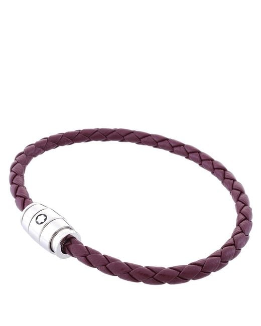 Montblanc Brown Meisterstuck Woven Leather Bracelet for men