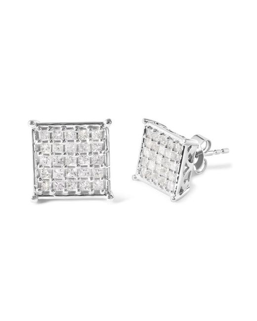 Haus of Brilliance Metallic 10K 3/4 Cttw Princess Diamond Composite Stud Earrings (I-J Color, I1-I2 Clarity)