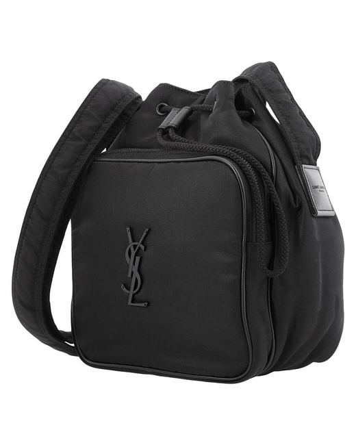 Saint Laurent Black Niki Small Nylon Bucket Bag for men