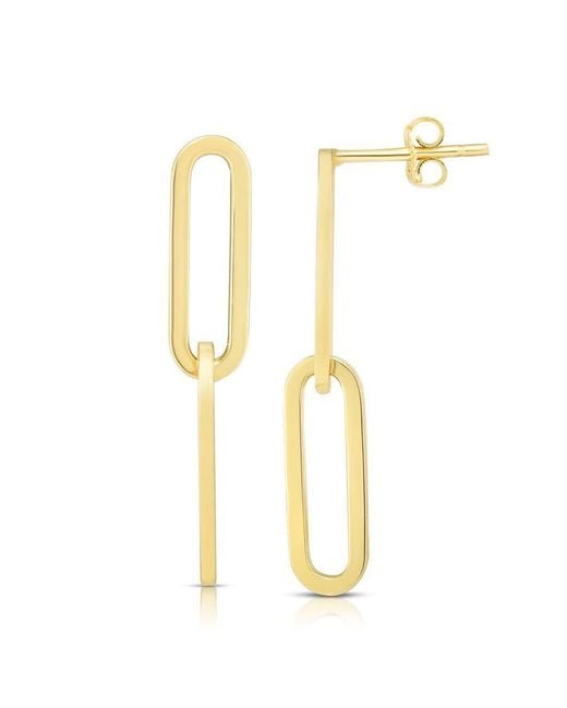 Tresorra Metallic 14K Two Link Paperclip Drop Earrings