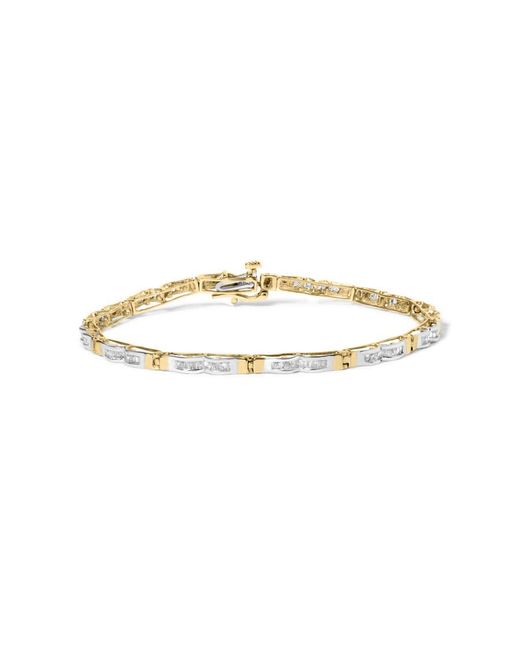 Haus of Brilliance Metallic 10K 1.00 Cttw Baguette-Cut Channel Diamond Link Bracelet