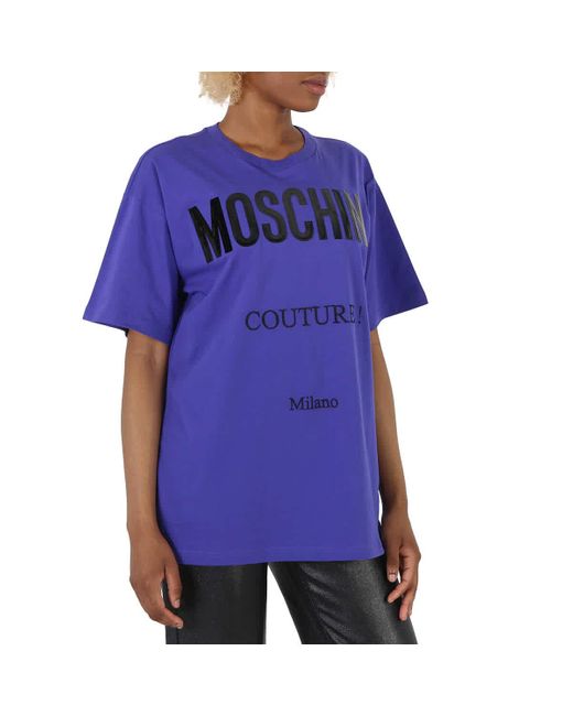 Moschino Purple Logo-printed Crewneck T-shirt