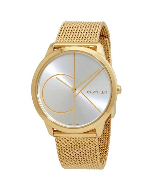 Calvin Klein Minimal Quartz Silver Dial Unisex Watch in Metallic