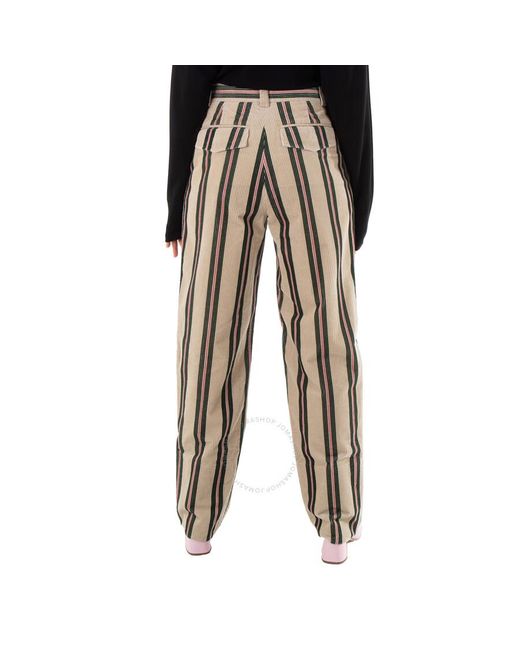Burberry Black Roll-up Cuff Striped Corduroy Trousers