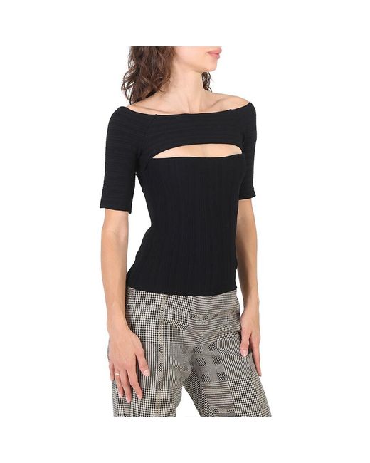 Stella McCartney Black Off-shoulder Cut-out Knit Top