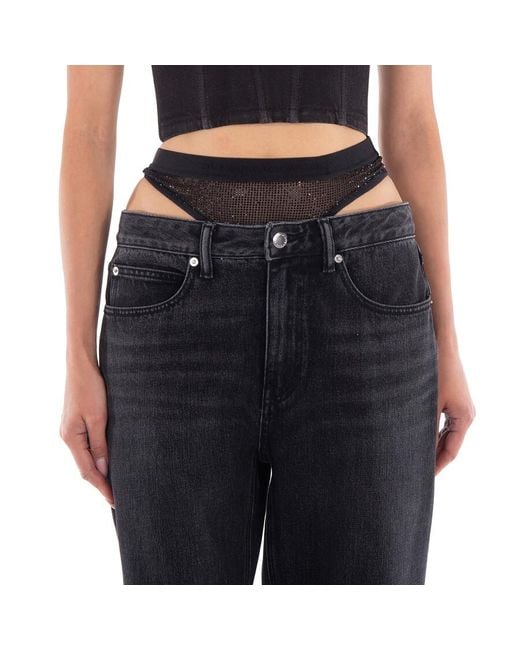 Alexander Wang Blue Slit Hem Jeans With Prestyle Hotfix Undie, Waist