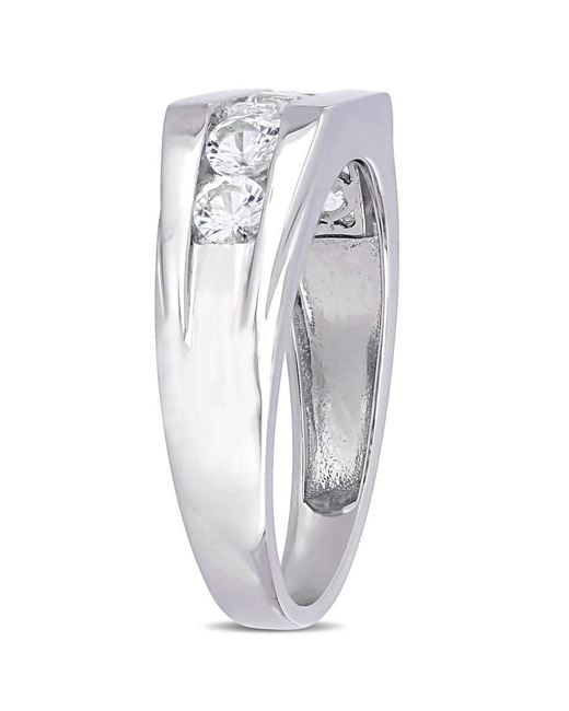 Amour Metallic Channel Set Created Sapphire Ring for men