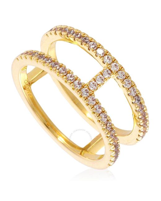 Apm Monaco Metallic Double Line Pave Ring