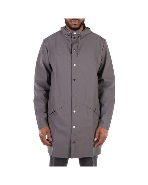 Rains Gray Lightweight Waterproof Long Jacket for men