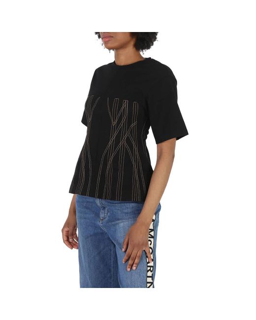 Stella McCartney Black Corset Embroidery T-shirt