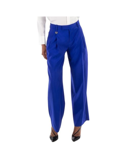 Burberry Blue Wide- Leg Pleated Pants, Brand Size 8 (Us