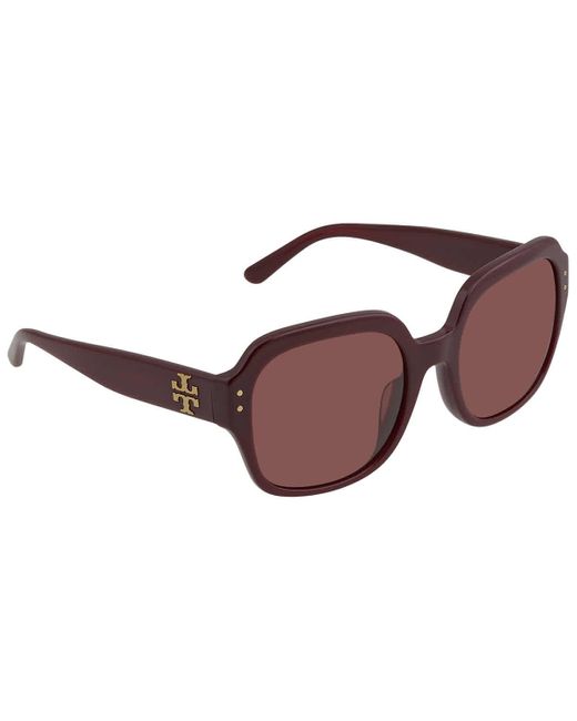Tory Burch Brown Bordeaux Solid Square Sunglasses