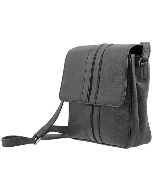 Tod's Black Textured Calfskin Leather Reporter Bag for men