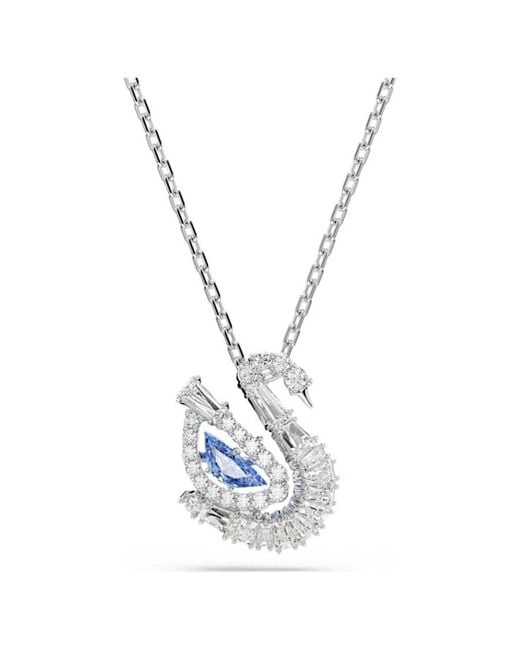 Swarovski White Rhodium Plated Swan Pendant Necklace