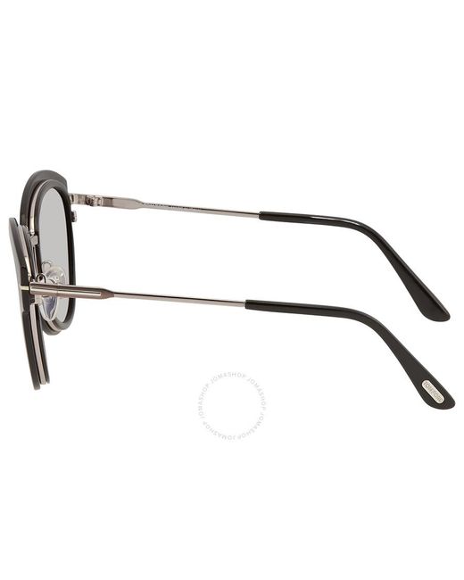 Tom Ford Brown Mia Smoke Mirror Round Sunglasses Ft0574 14c