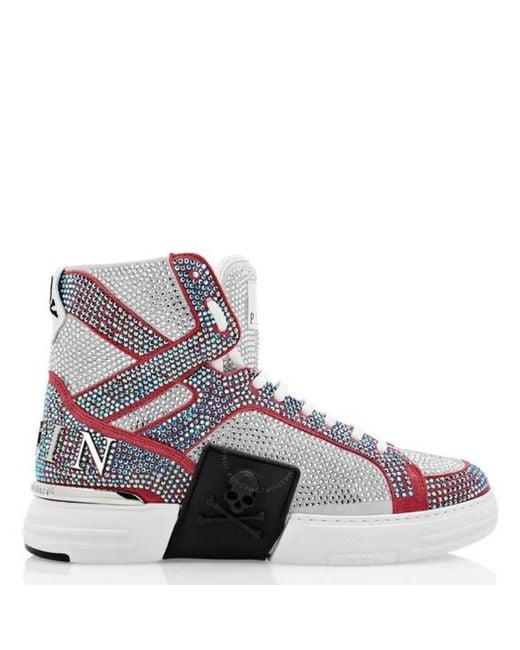 Philipp Plein Purple Crystal Money Kicks Hi-top Sneakers