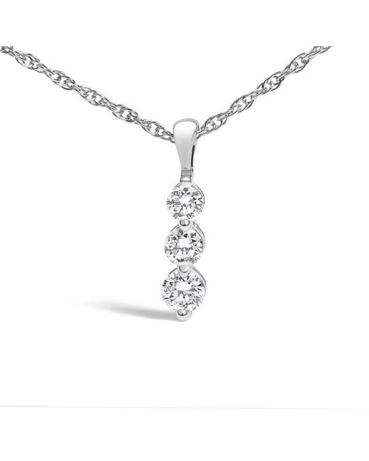 Haus of Brilliance Metallic 925 Sterling 1/7 Cttw Lab Grown Diamond Three Stone Diamond Pendant Necklace