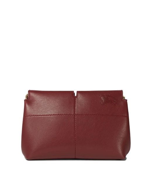 Burberry Red Ekd Snip Chain Linked Clutch Bag