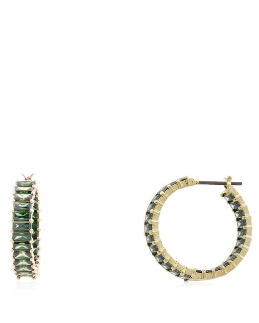 Swarovski Green Matrix Pierced Earrings Hoop Shiny