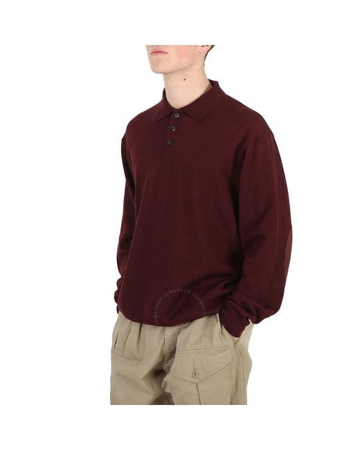 Maison Margiela Red Burgundy Long-sleeve Polo Sweater for men