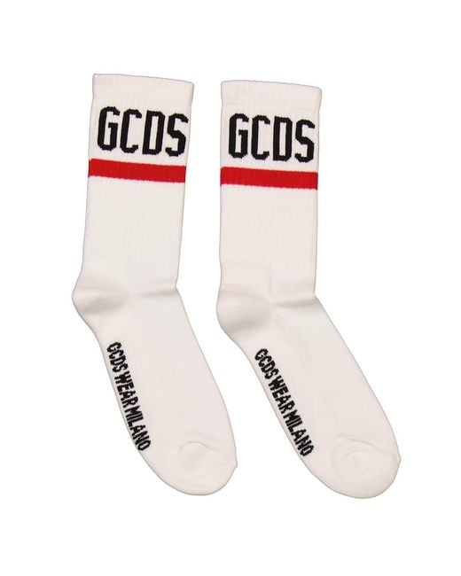 Gcds White Logo Socks, Brand Size 1 for men