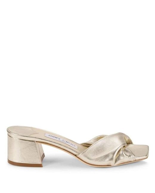 Jimmy Choo Natural Lyn 45 Metallic Nappa Sandals, Brand Size 36.5 Us