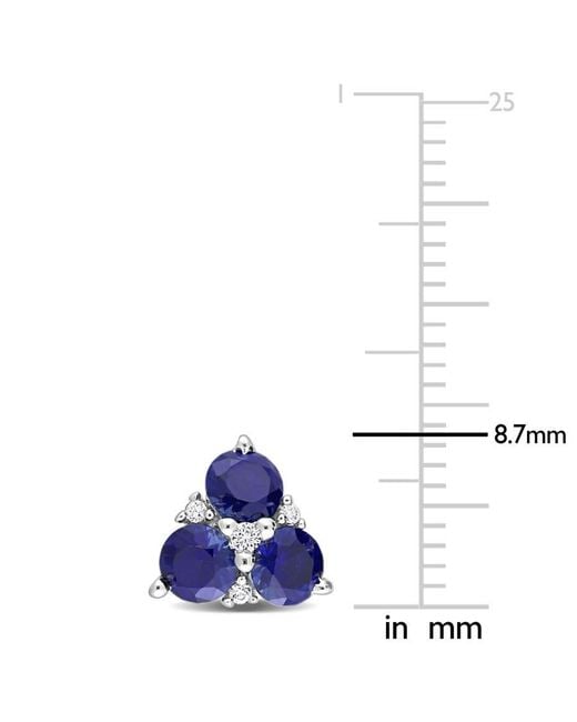 Amour Blue 1 7/8 Ct Tgw Created Sapphire And Created Sapphire 3-Stone Earrings