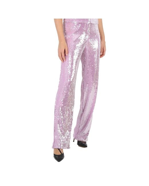 ROTATE BIRGER CHRISTENSEN Pink Equipped Straight-leg Trousers