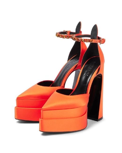 Versace Red Aevitas Pointy Platform Pumps