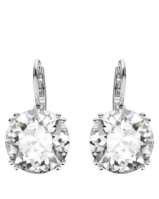 Swarovski Metallic Millenia Rhodium Plated Drop Earrings for men