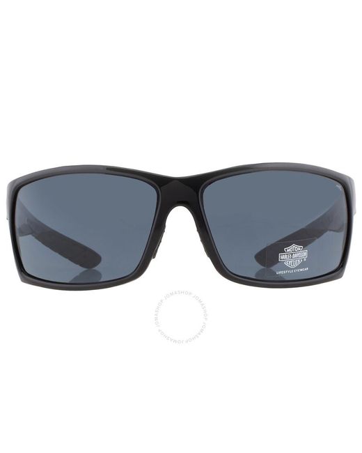 Harley Davidson Blue Smoke Wrap Sunglasses Hd0677s 01a 64 for men