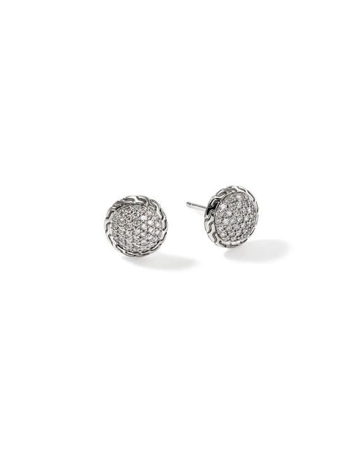 John Hardy White Essential Pav Stud Earring, Sterling, Diamonds, 10Mm