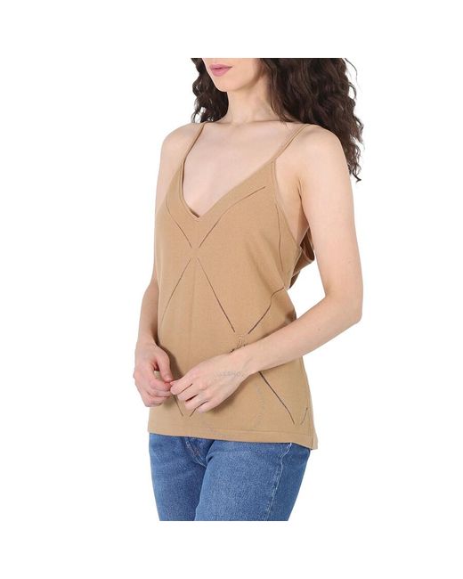 Burberry Blue Camel Maeve Knitted Cami Tank Top