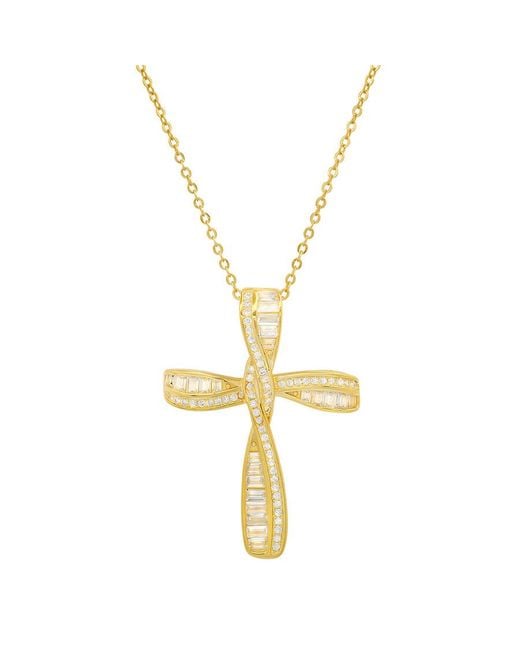 Kylie Harper Metallic 14K Over Baguette Cubic Zirconia Cz Cross Pendant