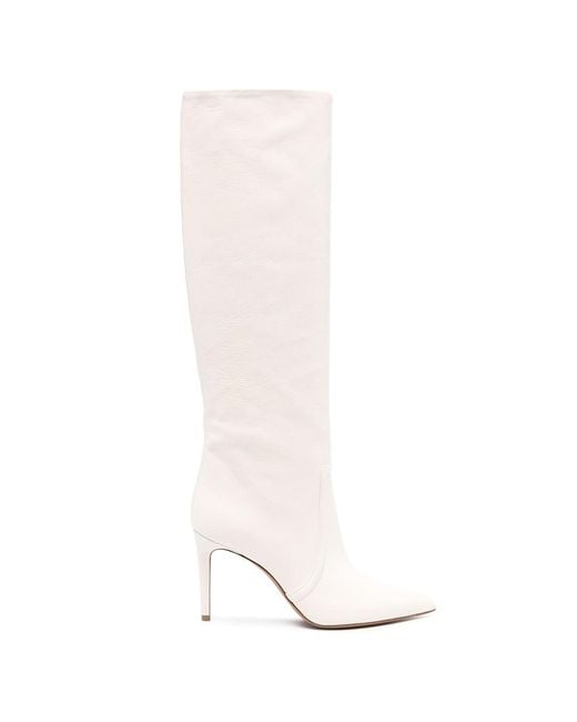 Paris Texas White Ladies Stiletto 85Mm Leather Boots, Brand Size 35 Us
