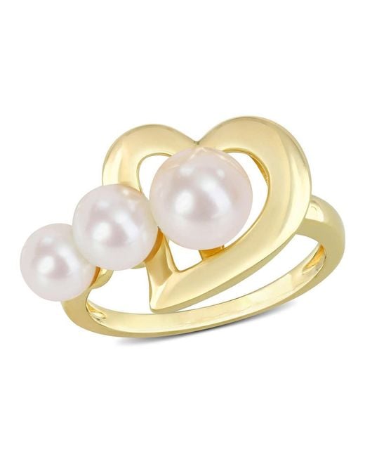 Amour Metallic Freshwater Cultured Pearl Heart Ring