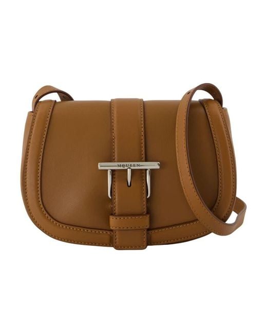 McQueen Brown T-Bar Satchel Mini Shoulder Bag