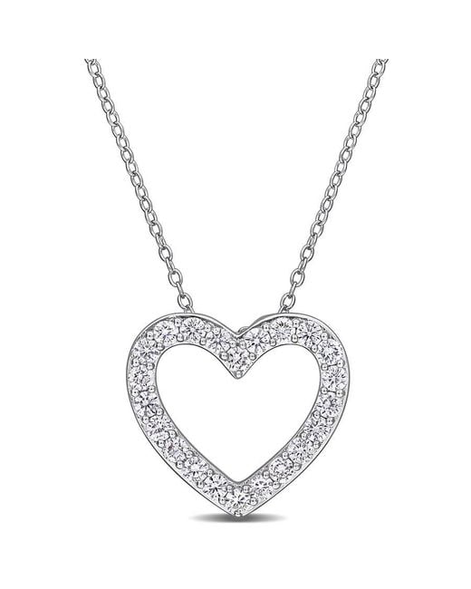 Created Forever Metallic 1Ct Tw Lab-Grown Diamond Open Heart Shaped Pendant With Chain