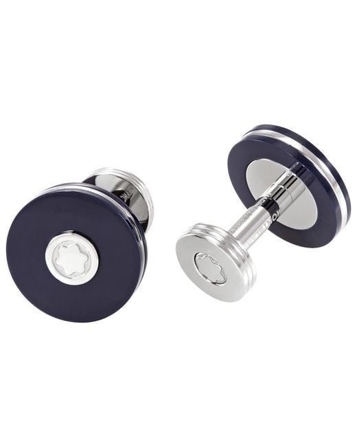 Montblanc Blue Stainless Steel Cufflinks