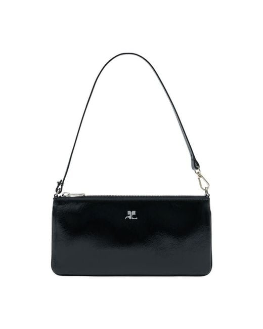 Courreges Black Baguette-Style Shoulder Bag