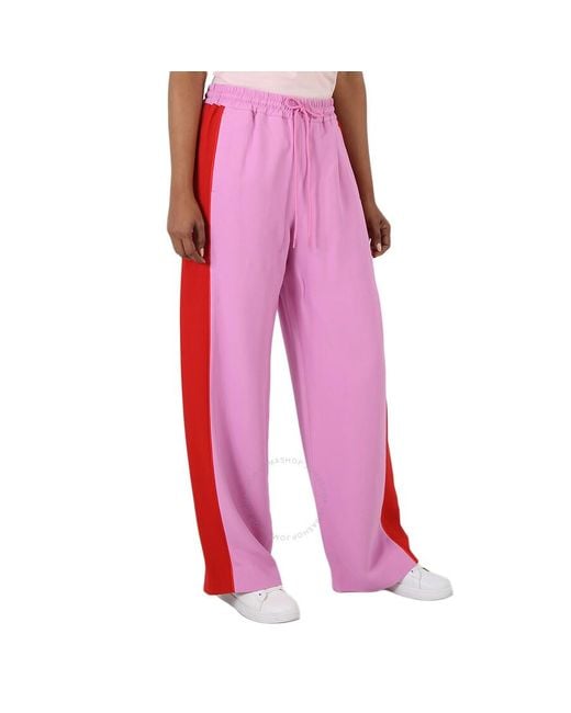 Burberry Pink Side-stripe Wide-leg Track Pants