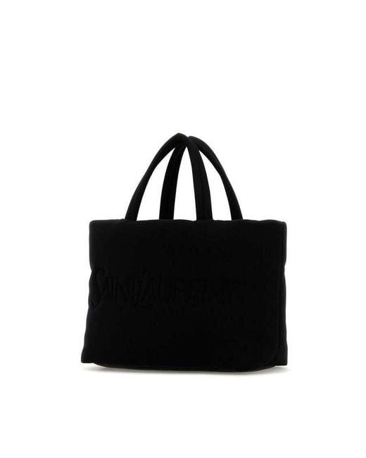Saint Laurent Black Quilted Terry Cloth Tote Bag