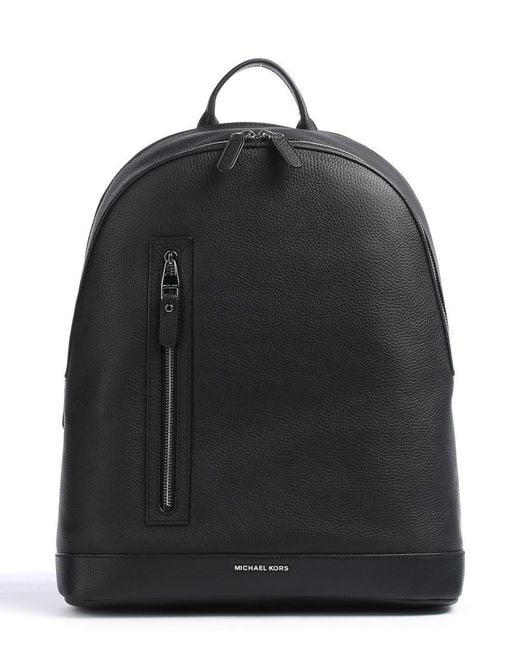 Michael Kors Black Hudson Slim Pebbled Leather Backpack for men