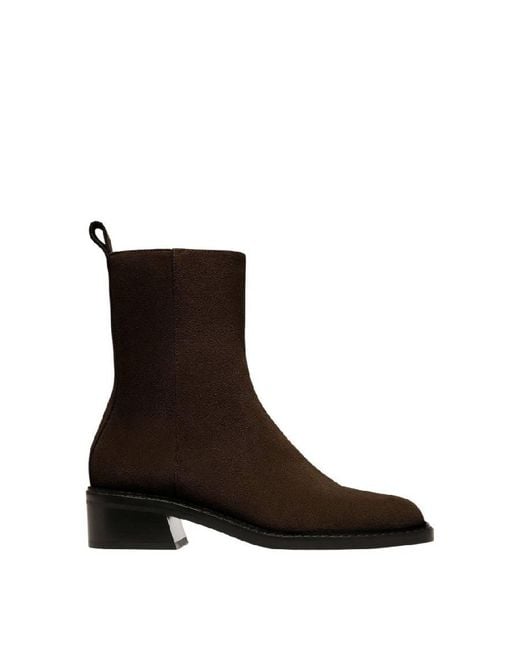 Bally Brown Austine Block Heel Leather Boots, Brand Size 37 Us