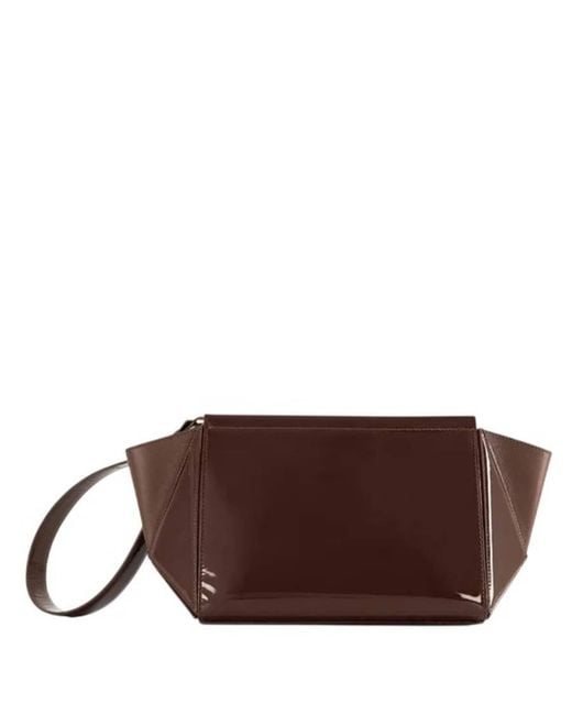 Mlouye Brown Patent Medium Triangle Pouch