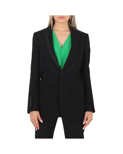 Burberry Black Ladies Tailored Single-Breasted Blazer Jacket, Brand Size 4 (Us for men