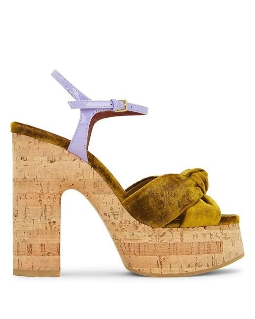 Saint Laurent Metallic Bianca Platform Sandals, Brand Size 37 Us